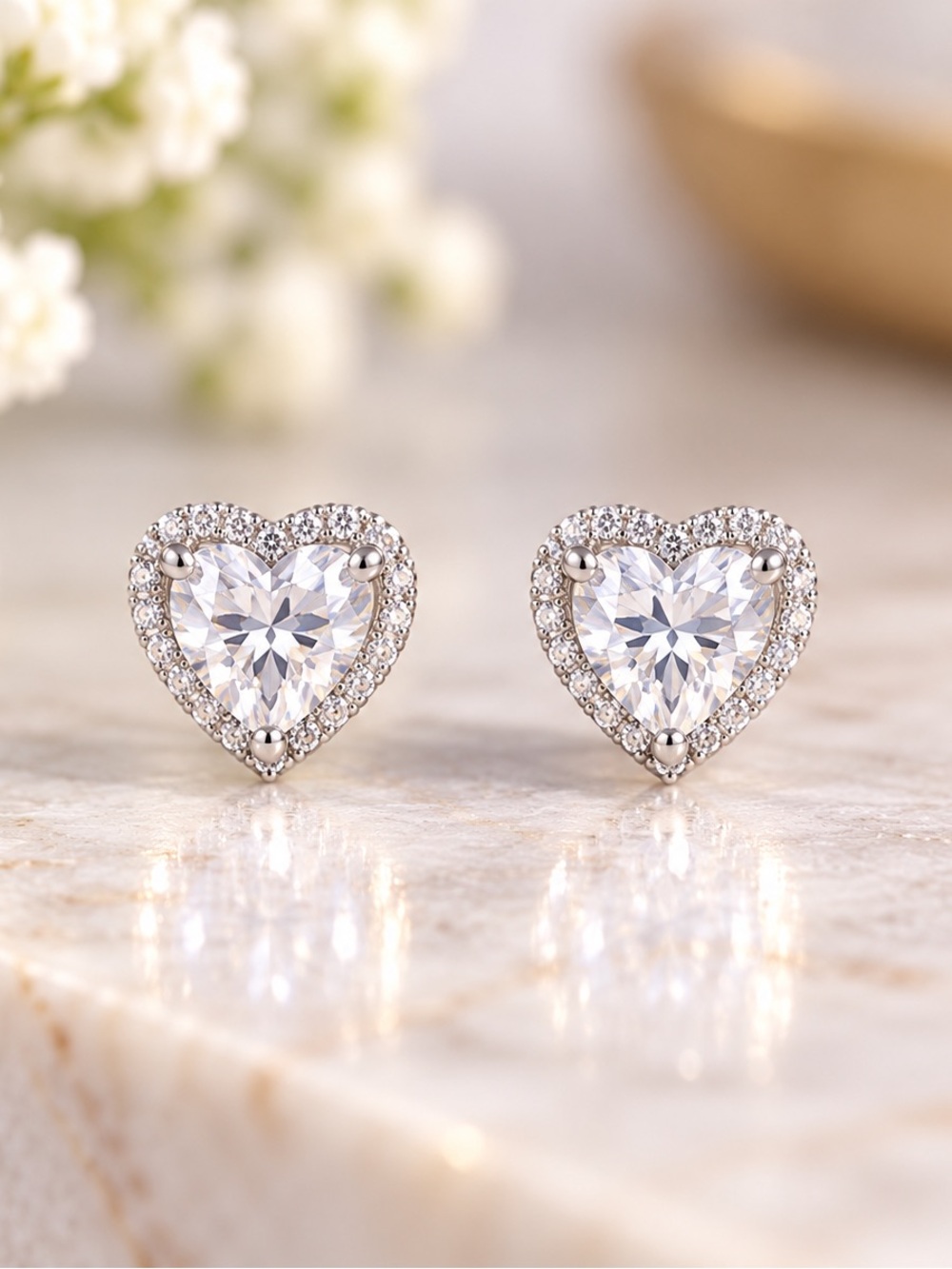 Moisonnite 2 CT Heart Earrings